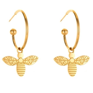 Boucles D'oreilles Créoles Abeille Acier Inoxydable Pendentif Insecte Bijoux Minimaliste Tendance Femmes