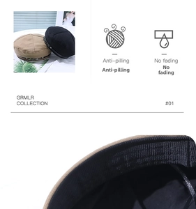 Detail of wool beret set showing anti-pilling fabric and internal sweatband structure
