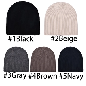 Winter knitted beanie hats in black, beige, gray, brown and navy for men and women