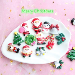 Resin Christmas flatback charms with Santa, tree and snowman for DIY crafts