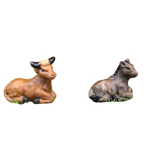 Statuine in miniatura di animali da fattoria in resina con bufalo d'acqua e asino