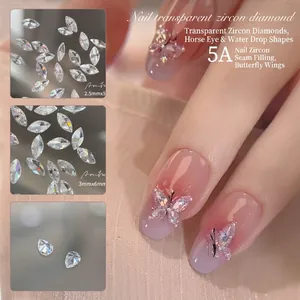 Sparkling Zircon Nail Art Diamonds Transparent Marquise Waterdrop Heart Star Shape Manicure Decoration Rhinestones