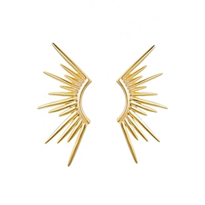 Geometric Sun Burst Stud Earrings Copper Plated 18K Gold With 925 Sterling Silver Earring Post Minimalist For Women
