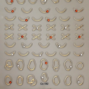 Autocollants d'ongles français dorés avec lignes géométriques, cristaux et dorures