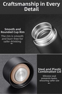 Detail view of 304 stainless steel thermos lid with leak-proof silicone seal and smooth rim