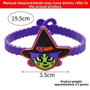 Detail view of purple Halloween silicone bracelet with dimensions 19.5cm and weight 3.5g