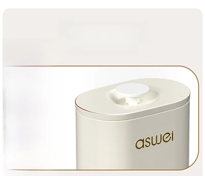 Détail de la boîte à savon portable avec logo doré et bords lisses et arrondis