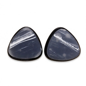 Unique grey resin geometric triangle stud earrings with marble pattern for women