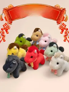 Detailed close-up of colorful plush pony keychains with scarves in various vibrant shades