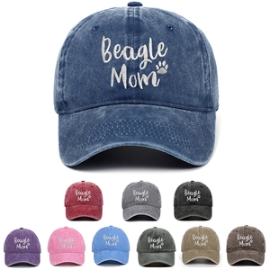 Washed Cotton Baseball Cap Vintage Distressed Beagle Mom Embroidery Adjustable Peaked Sun Hat For Women Pet Lovers