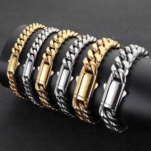 Bracelets gourmette pour hommes en acier inoxydable or et argent de différentes largeurs