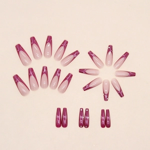 Unghie finte ballerina lunghe rosa viola con onde, punte french e glitter scintillanti