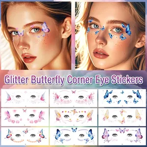 Butterfly Glitter Temporary Tattoo Stickers Colorful Face Eye Corner Makeup For Party Festival Masquerade Dreamy