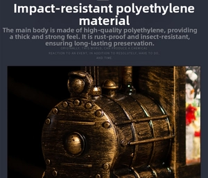 Detail of vintage steam train decor made of durable, impact-resistant PE with bronze finish