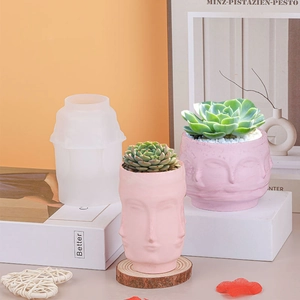Siliconen mal voor DIY vetplantenpotten en geurkaarsenhouders met een gezicht ontwerp