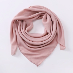 Elegant 90cm solid pink cotton linen square scarf with soft texture for sun protection