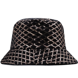 Chapeau Bob À Paillettes Brillant Polyester Large Bord Protection Solaire Mode Fête Club Pour Femmes