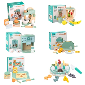 Wooden Kitchen Toy Simulation Juicer Toaster Coffee Maker Blender Cookie Cake Role Play Educational Gift For Toddlers Kids