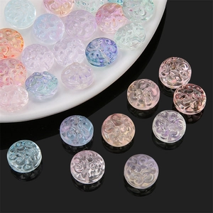 Colorful relief glass beads with spiral patterns for DIY jewelry making on black mirror