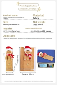 Detail view of gingerbread man fridge handle cover with dimensions and material