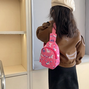 Pink unicorn kids crossbody chest bag with adjustable strap for girls fashion travel