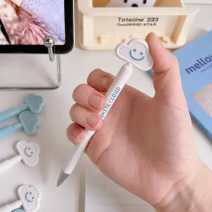 Minimalist cloud-themed retractable gel pens with 0.5mm black ink in white and blue colors