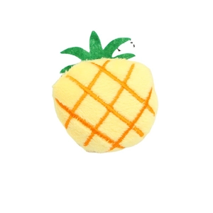 Cute plush pineapple fabric accessory with orange stitching and green felt leaves