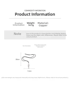 Detailed size chart for vintage fish pendant necklace with copper material and 89cm cord