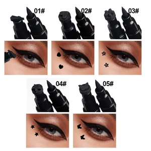 Dual-tip waterproof eyeliner pens with five stamp shapes for heart and star eye makeup
