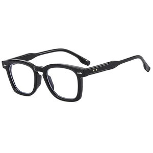 Classic black oversized square frame sunglasses with gold star and silver fish temple accents