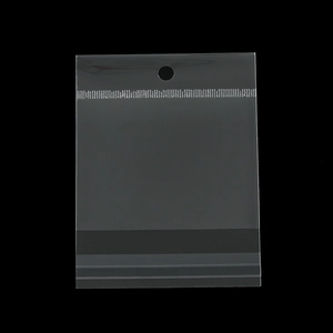 Clear plastic self-sealing bag with hang hole for jewelry and accessory packaging