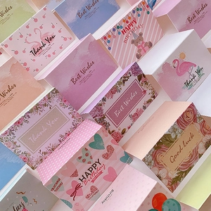 Mini Greeting Cards Specialty Paper Thank You Birthday Best Wishes Message Note Flamingo Floral Heart Design Stationery
