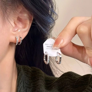 Geometric Square Zirconia Copper Hoop Earrings Simple Rectangular Fashion Accessory For Women