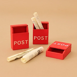Miniature Wooden Mailbox Red Tiny Letterbox Model For Dollhouse Micro Landscape Christmas Decoration DIY Accessories