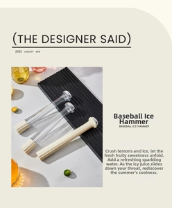 Baseball-style cocktail muddler with grinding texture for lemon tea and ice crushing