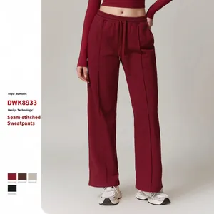 Wide Leg Sweatpants Women High Waisted Cotton Blend Drawstring Joggers With Vertical Pintucks Casual Sporty Athletic Pants
