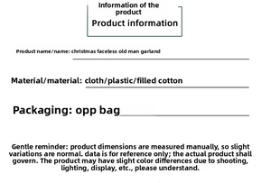 Detailed technical specifications for Glowing Christmas Faceless Gnome Wreath
