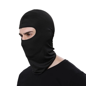 Men's black windproof balaclava for outdoor cycling in high-elasticity quick-dry fabric