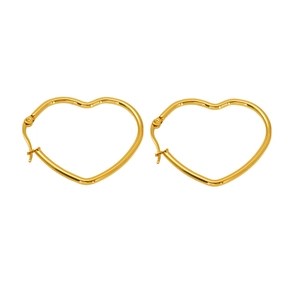 Boucles d'oreilles créoles cœur en acier inoxydable plaqué or 18k pour femmes