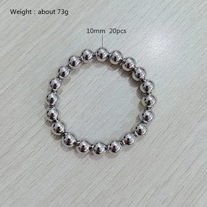 Detailed view of 10mm stainless steel beads bracelet weighing approximately 73g