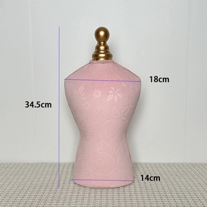 Pink embossed mannequin jewelry display stand with size markings 34.5cm height