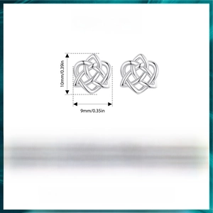 Detailed size specifications for S925 sterling silver Celtic knot heart earrings