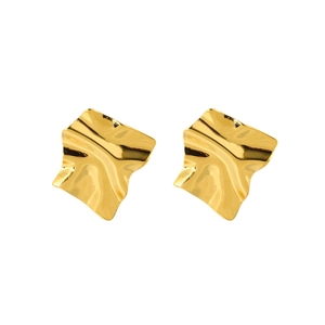 Minimalist gold-plated 316L stainless steel earrings with irregular wave geometric design