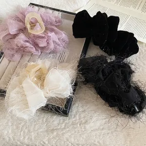 Pinces à cheveux en acrylique avec dentelle d'organza et velours pour coiffure chic