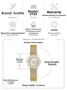Specifiche dettagliate delle dimensioni per orologio al quarzo di lusso con cinturino