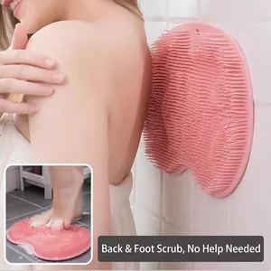 Tappetino massaggiante antiscivolo in silicone rosa con ventose per schiena e piedi