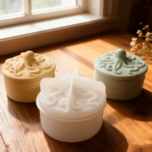 Octopus resin silicone mold for DIY storage jar featuring detailed octopus lid design