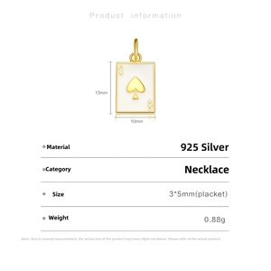Detail of Ace of Spades 925 silver pendant with dimensions 13x10mm and 0.88g weight
