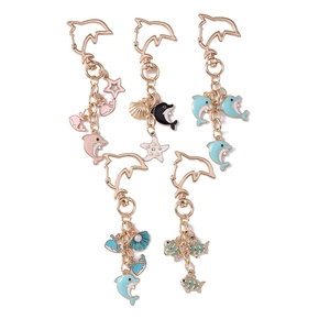 Creative dolphin and starfish enamel metal keychain set for backpacks and keys