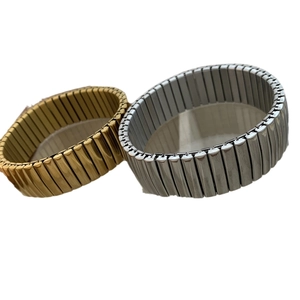 Minimalist elastic stainless steel watch-style bracelet in gold and silver finish